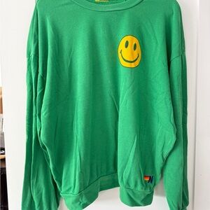 Aviator Nation Green Crewneck with Smiley Face